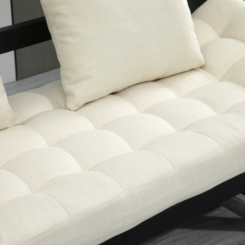 Rootz Sofa Bed - Folding Sofa Bed - 2-seater Adjustable Linen - Cream - W164 x D66 x H81cm