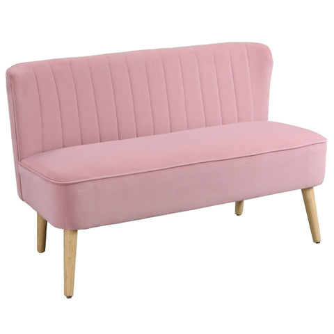 Rootz Sofa - 2-Seater Fabric Sofa - Sofa Seating - Lounge Sofa - Pink - 117 X 56.5 X 77 Cm