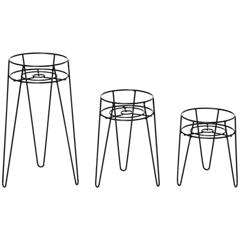 Rootz Plant Stands - Flower Stand - Plant Stand - Display Plants Stand  - Steel - Black - 21L x 20W x 23.5H cm