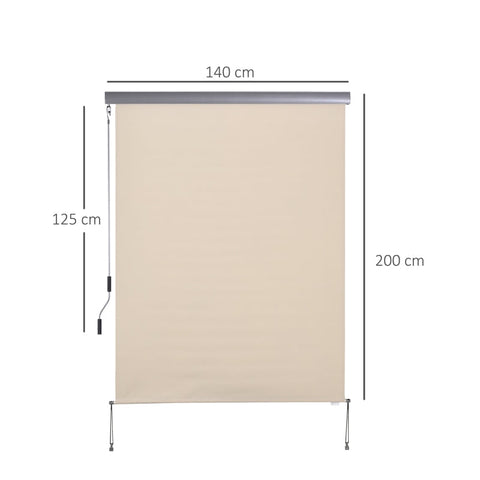 Rootz Verticale Luifel - Balkonluifel - Zijrolgordijn - Luifel - Raamrolgordijn - Crème Wit - 140 x 200 cm