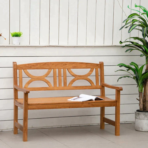 Rootz Garden Bench - Garden Bench For 2 People - Solid Wood - Natural - 123 x 61 x 89.5 cm