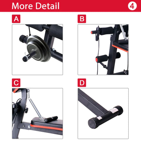 Rootz Halterbank Multifunctioneel - Zwart, Rood - Staal, Abs, Eva - 21,26 cm x 62,99 cm x 41,73 cm