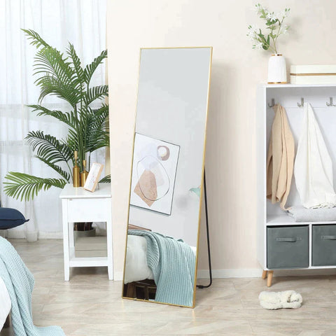 Rootz Dressing Mirror - 2-in-1 Mirror - Full Length Mirror With Metal Frame - Wall-mounted - Bedroom - Living Room - Gold + Silver - 50 cm x 37 cm x 158.5 cm