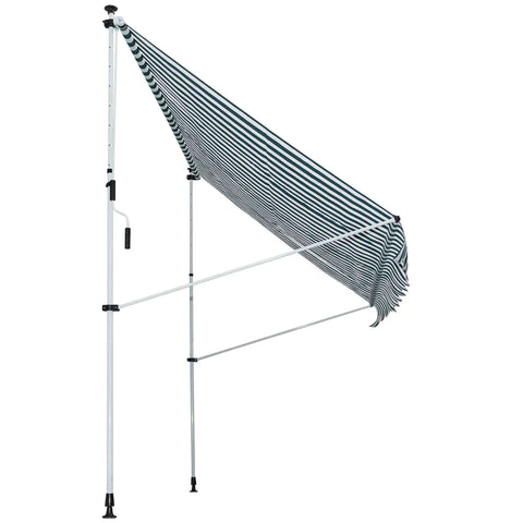 Rootz Clamp Awning - Awning - Folding Arm Awning - Height Adjustable - Weatherproof - Blue/White - 300 cm × 150 cm x 280 cm