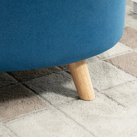 Rootz Bench - Bench Seat - Storage Bench -  Chest Bench - Wooden Legs - Footstool - Corner Stool - Bedroom - Living Room - Velvety Polyester - Rubber Wood - Blue - 71 x 51.5 x 42 cm