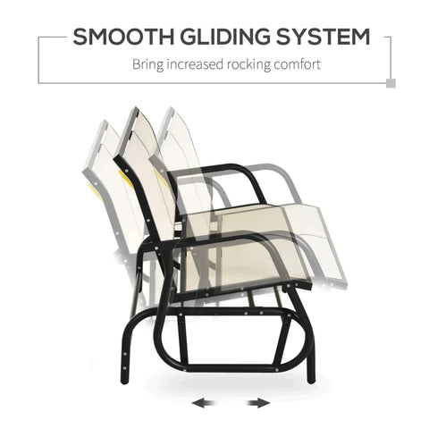 Rootz Rocking Chair - 2-Seater Rocking Chair - Garden Bench - Garden Swing Bench - Garden Furniture - Beige - 120 x 70 x 85 cm