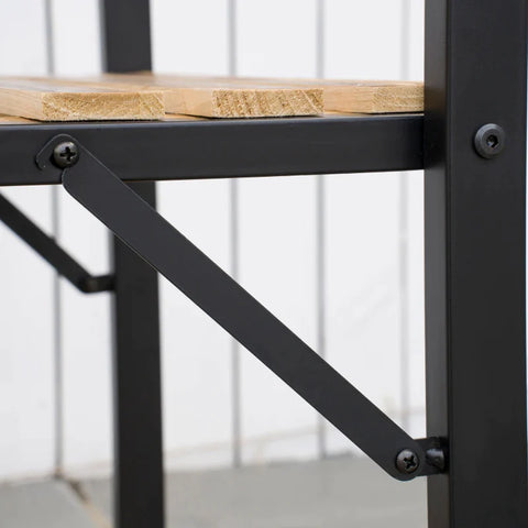 Rootz Outdoor Serving Trolley - Three Levels - Four Wheels - Steel Frame - Natural Wood - Natural + Black - 79 x 50 x 90cm