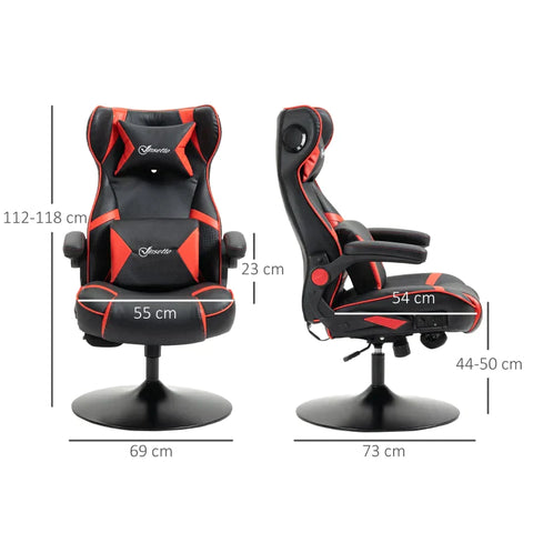 Rootz Gaming Chair - Geïntegreerde Speakers - Kantelbare Rugleuning - Zwart + Rood - 69 x 73 x 118cm