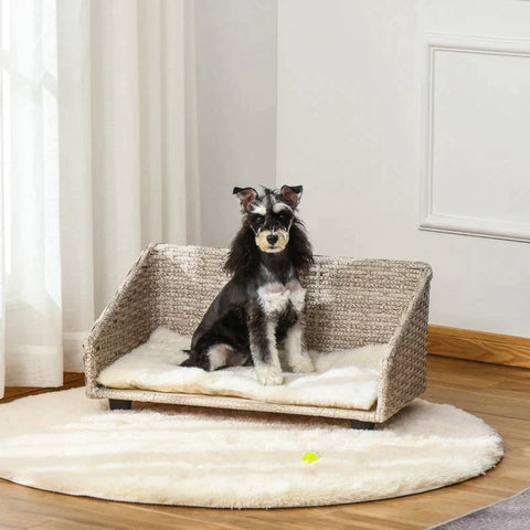 Rootz Pet Bed - Pet Sofa - Dog Bed - With Cushion - Cat Bed - Dog Sofa - Gray/White - 70.5 X 40 X 37.5 Cm