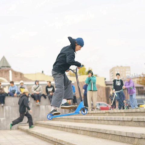 Rootz Stunt Scooter – Stunt Scooter für Kinder – Kick Scooter – Fun Scooter mit Deck-Gummigriffen – Aluminium – Blau – 68 x 46 x 84 cm