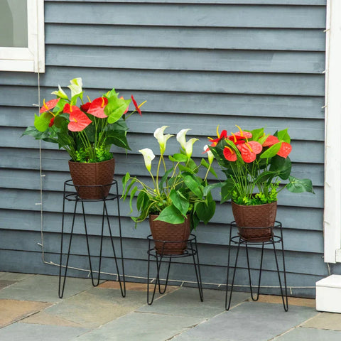 Rootz Plant Stands - Flower Stand - Plant Stand - Display Plants Stand  - Steel - Black - 21L x 20W x 23.5H cm