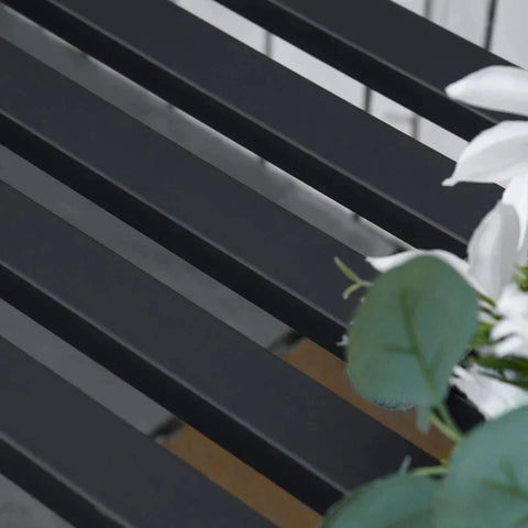 Rootz Garden Bench - 2-Seater Garden Bench - Metal - Black - 128 x 58.5 x 89 cm