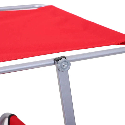 Rootz Sun Lounger - Garden Lounger - Wellness Lounger - Beach Lounger - Sun Protection - Red - 187 x 58 x 36 cm