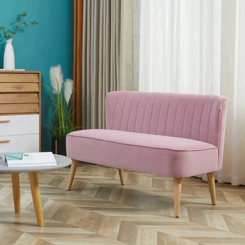 Rootz Sofa - 2-Seater Fabric Sofa - Sofa Seating - Lounge Sofa - Pink - 117 X 56.5 X 77 Cm