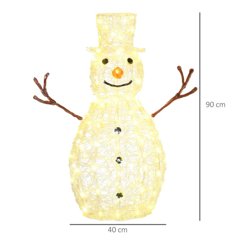 Rootz LED Christmas Light - Christmas Snowman Light - Snowman Light - Christmas Decoration - 100 LEDs - Weatherproof - PP/Iron - White - 40 x 40 x 90cm