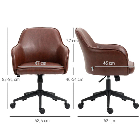 Rootz Office Chair - Height Adjustable - Swivel Function - Brown - 58.5 cm x 62 cm x 91 cm