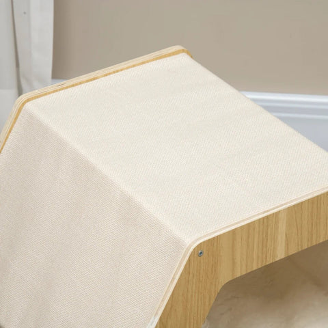 Rootz Cat Cave Including Washable Cushions - Modern Design - Natural + White + Beige - 49.5 cm x 38.5 cm x 43.5 cm