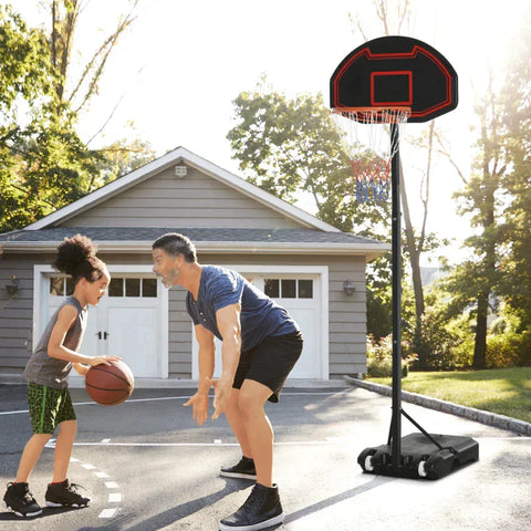 Rootz Basketbalstandaard - Basketbalring - In hoogte verstelbaar - Zeer stabiel - Staal/PE - Zwart - 131 x 49 x 195-250 cm