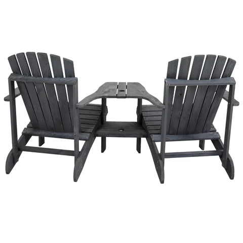 Rootz Gartenstühle mit Beistelltisch – Doppelte Adirondack-Stühle – Tannenholz – Dunkelgrau – 178 x 87 x 92 cm