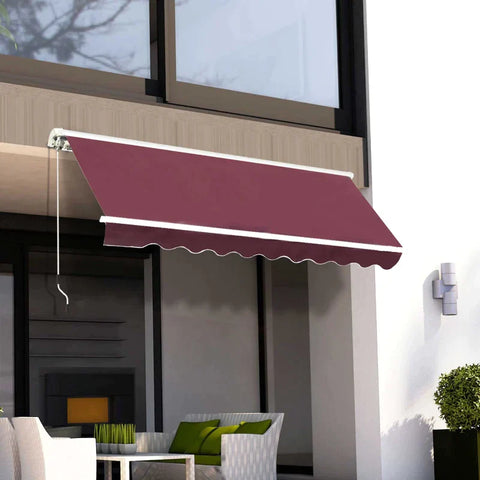Rootz Awning - Manual Retractable Awning - Folding Awning - Aluminum - Red - 2.95 mx 2.5 m