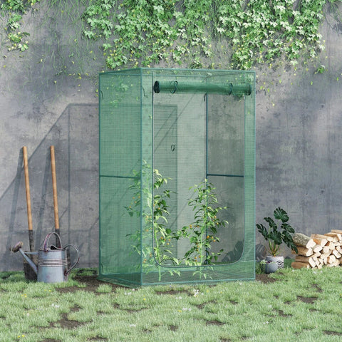 Rootz Plant Protection Net - Roll-up Door - Steel Frame - Including Carry Bag - Dark Green - 120x120x200cm