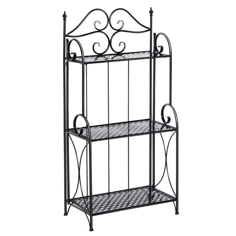 Rootz Plant Shelf - Garden Shelf - Flower Shelf - Flower Stairs With 3 Shelves - Black - 56 x 30 x 114 cm