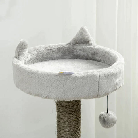 Rootz Scratching Post - Cat Cave - Cat Bed - Cat Hammock and Toys - Light Grey - 60cm x 40cm x 113cm