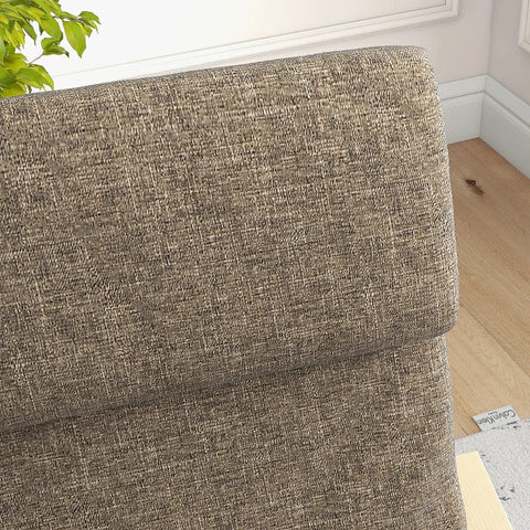 Rootz Armchair with Footstool - Armchair Set - Relaxation chair - Linen Look - Wooden Frame - Brown + Natural - 66.5W x 80D x 99H cm