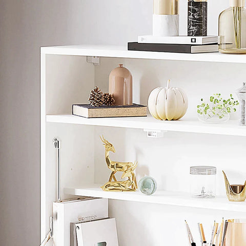 Rootz Wall Table - Klaptafel - Wandgemonteerde Klaptafel Met Planken - Wit - 64 cm x 20 cm x 60 cm