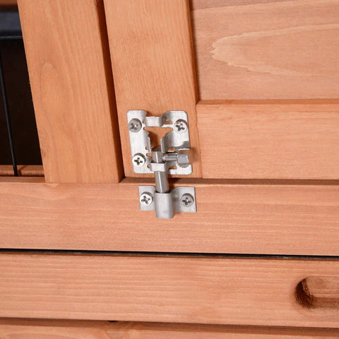 Rootz Kleintierstall – Tierkäfig – Tierhaus – Meerschweinchenstall – Kaninchenstall – zweistöckig – Tannenholz – Orange – 137,2 x 50,8 x 94 cm.