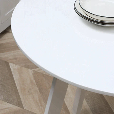 Rootz Esstisch – Küchentisch – Für 2 Personen – Hochglänzende Oberfläche – Mit Tischfüßen – Weiß – 72 x 72 x 75 cm