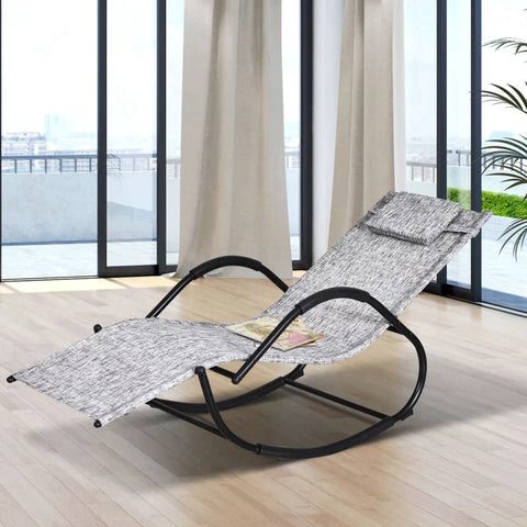 Rootz Schaukelstuhl – Schaukelliege – Gartenliege – Schaukelliege – Grau – 160 x 61 x 79 cm