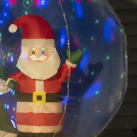 Rootz Aufblasbare Weihnachtsdekoration – Aufblasbarer Weihnachtsmann – Weihnachtsbaum in Kristallkugel – Blau – 110 cm x 110 cm x 150 cm