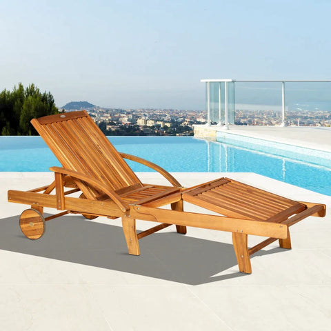 Rootz Sun Lounger - Garden Lounger - Tami Sunlounger - Relaxation Lounger - Deck Chair - Garden Furniture - Foldable Adjustable - Natural - 195 x 70 x 56-88 cm