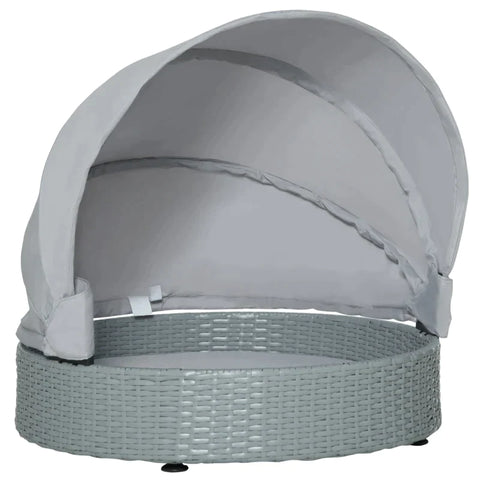 Rootz Rotan Hondenkennel - Rotan Hondenhok - Met Dak - Hondenligstoel - Hondenhok - Huisdierbed - Hondenbed - Hondenmand - Hondensofa Hond - Grijs - 76 x 76 x 60 cm