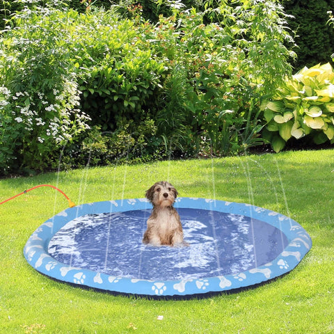 Rootz Dog Pool - Paddling Pool - With Water Nozzle - Round - Non-slip - Blue - Ø150 cm