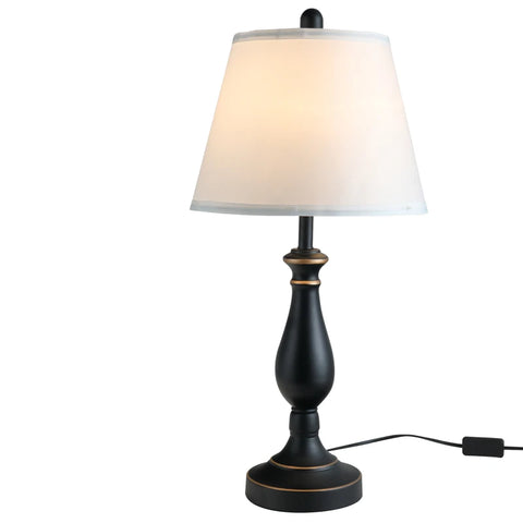 Rootz 3-delige Lampenset - 2 Tafellampen - 1 Vloerlamp - Vintage - Woonkamer - Slaapkamer - Zwart+wit