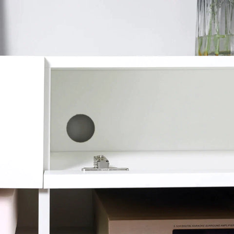 Rootz Tv Cabinet - Wall Cabinet - Tv Chest Of Drawers - Tv Stand - Lowboard - Modern Tv Table - Folding Compartments - Open Shelves - Chipboard - White -  140 x 32 x 31 cm