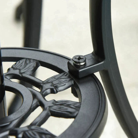 Rootz 3-piece Garden Table Set - Seating Group - Dining Set - Garden Furniture Set - Aluminum - Black - Ø60 x 67H cm