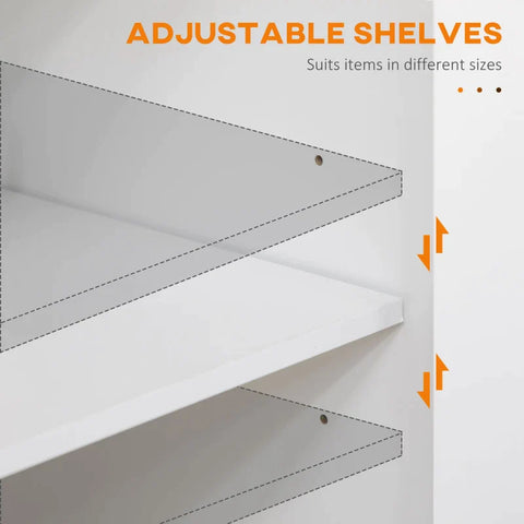 Rootz Kitchen Trolley - Kitchen Cart - Rollable Kitchen Trolley - Serving Trolley - Height-adjustable Shelves - White - 109 x 40 x 89 cm