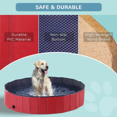 Rootz Haustier-Schwimmbecken – Hundebecken – Pool – Schwimmbecken – Hundebad-Schwimmbecken – rotes/dunkelblaues PVC – 160 x 30 cm