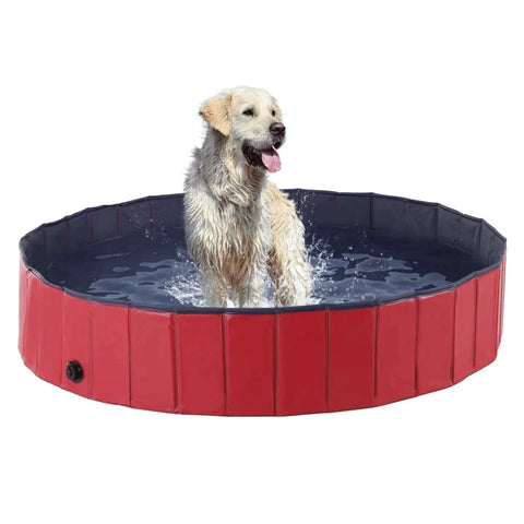 Rootz Haustier-Schwimmbecken – Hundebecken – Pool – Schwimmbecken – Hundebad-Schwimmbecken – rotes/dunkelblaues PVC – 160 x 30 cm
