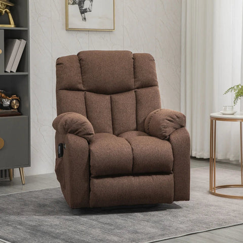 Rootz Stand-Up Chair -  2-in-1 Recliner Chair - With Reclining Function - Remote Control - Linen Polyester/Steel - Brown - 92 x 95 x 107 cm