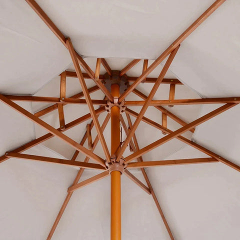 Rootz Double Canopy Parasol - Garden Parasol - Wooden Parasol - Wooden Balcony Parasol - Parasol - Grey - Ø265x H264 CM