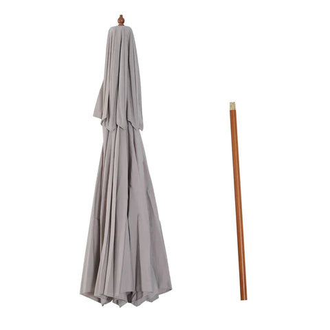 Rootz Double Canopy Parasol - Garden Parasol - Wooden Parasol - Wooden Balcony Parasol - Parasol - Grey - Ø265x H264 CM