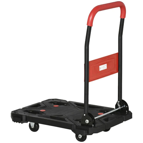 Rootz Platform Trolley - Platform Truck - Hand Truck - Foldable - 150 Kg Load Capacity - Steel - Black/Red - 70 cm x 52.5 cm x 90 cm