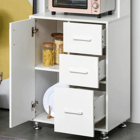 Rootz Storage Cabinet - Kitchen Cabinet - Kitchen Cupboard - Tall Cabinet - White - 60 x 40 x 150 cm