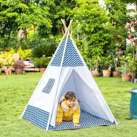 Rootz Tipi Tent - Speeltent - Kindertent Met Kussenmatras - Kinderkamer Tipi - Indische Tent - Buiten - Binnen - Opvouwbaar - Kinderspeeltent - Speelhuisje - Wit - 120 x 120 x 155 cm
