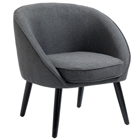 Rootz Lounge Chair – Cocktailstuhl – Wohnzimmerstuhl – Bürostuhl – Polsterstuhl für Wohnzimmer – Schlafzimmer – Kinderzimmer – Esszimmer – Modern mit Leinenoptik – Holz – Grau – 71 x 65 x 75 cm