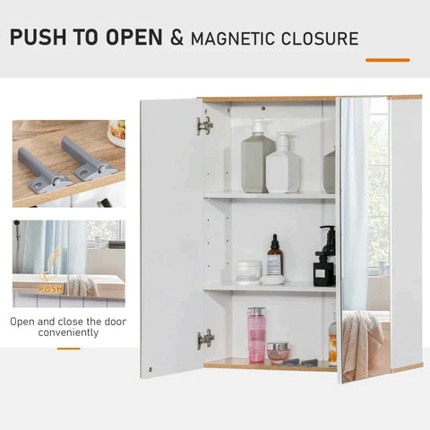 Rootz Spiegelschrank – Badezimmerschrank – Badezimmerspiegel – Wandschrank – Weiß – 60 x 20,5 x 75 cm